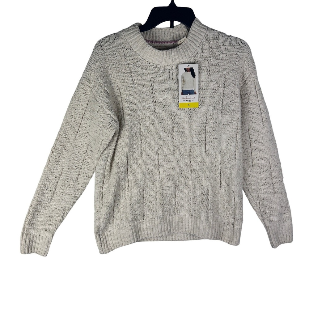 Weatherproof Vintage Womens Cream Textured Knit Crewneck Sweater Small NWT‎